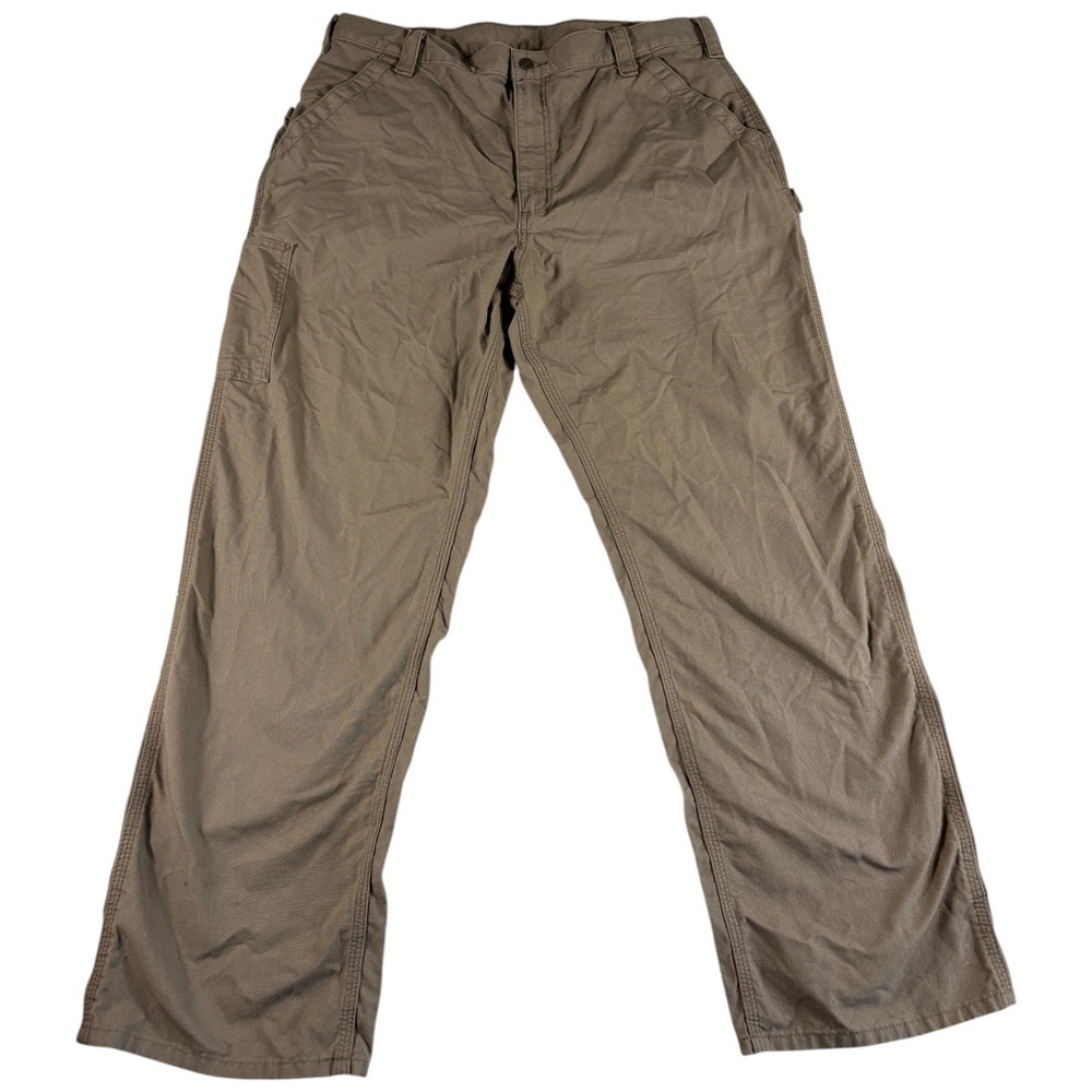 Carhartt Carpenter Pants Mens 40x32 Brown Canvas Rugged Work Loose Fit Durable